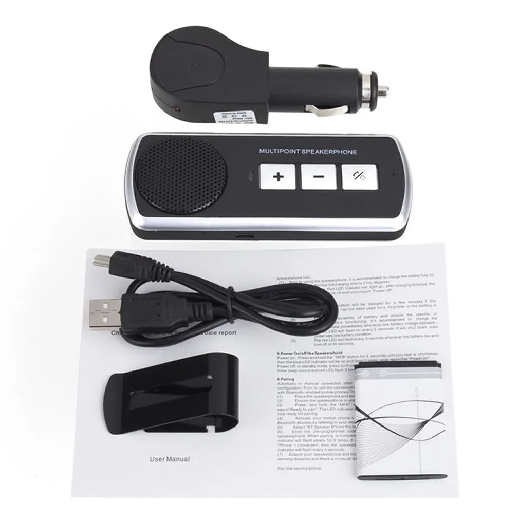 Vivavoce Vivavoce Bluetooth Car Kit Bluetooth Altoparlante senza fili Altoparlante USB multipunto per cellulare Kit vivavoce per auto