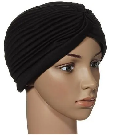 신축성있는 Turban 헤드 랩 밴드 수면 모자 Chemo Bandana Hijab Pleated Cap 큰 새틴 보닛 터번