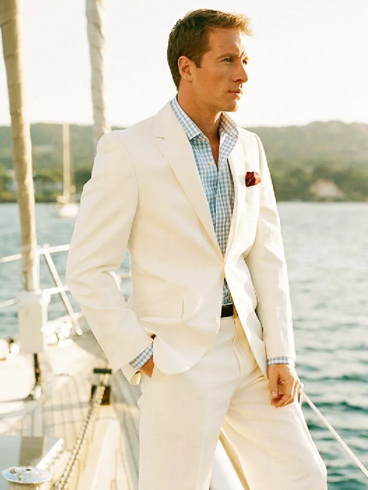 2015 White Linen Blazer Feito Personalizado Terno de Linho, Olhar Sharp Tailored Doivo Terno Bespoke Mens Ternos de Linho para Smoking Smoking para Homens N7