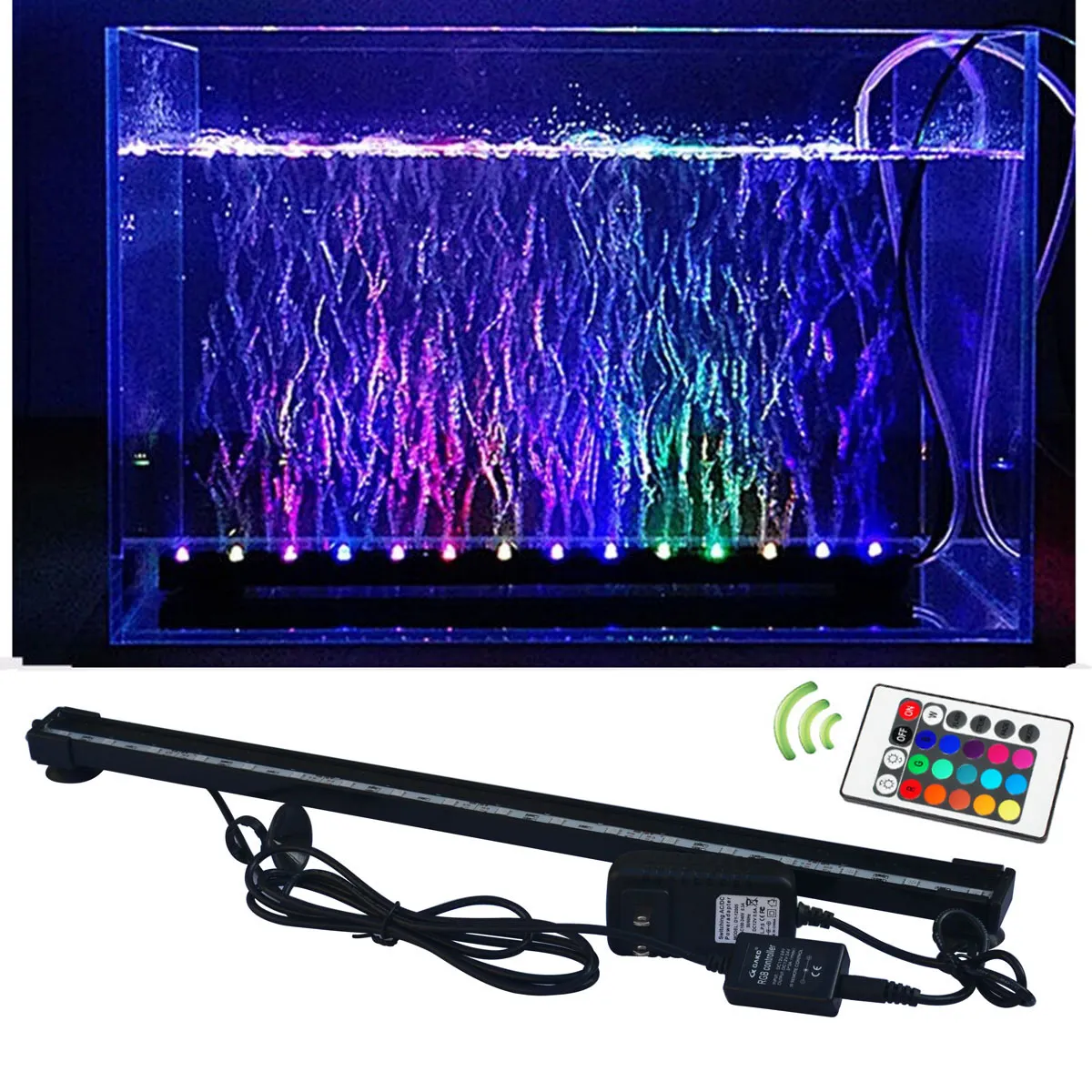 RGB Fish Tank Plant Lâmpada subaquática Lâmpada leve com controlador remoto, iluminação LED de aquário, frete grátis