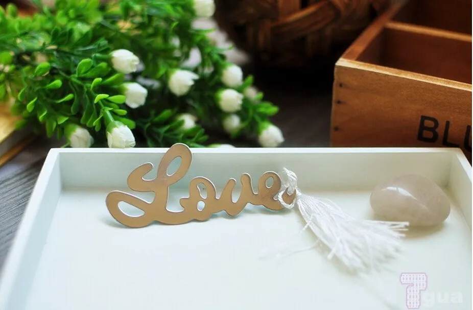 LOVE Bookmark for Books Metal Bookmarks with Tassels Wedding Souvenirs Book Marker1818461