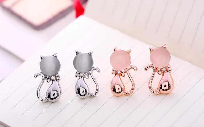 fashion cat stud earrings gold silver jewelry earring wholesale studs for women lady girl