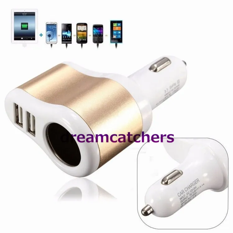 3.1A Dual 2 USB-poorten Auto-oplader Sigarettenaansteker Power Socket Adapter voor iPhone 7 Samsung S7 Edge HTC Blackberry Universal