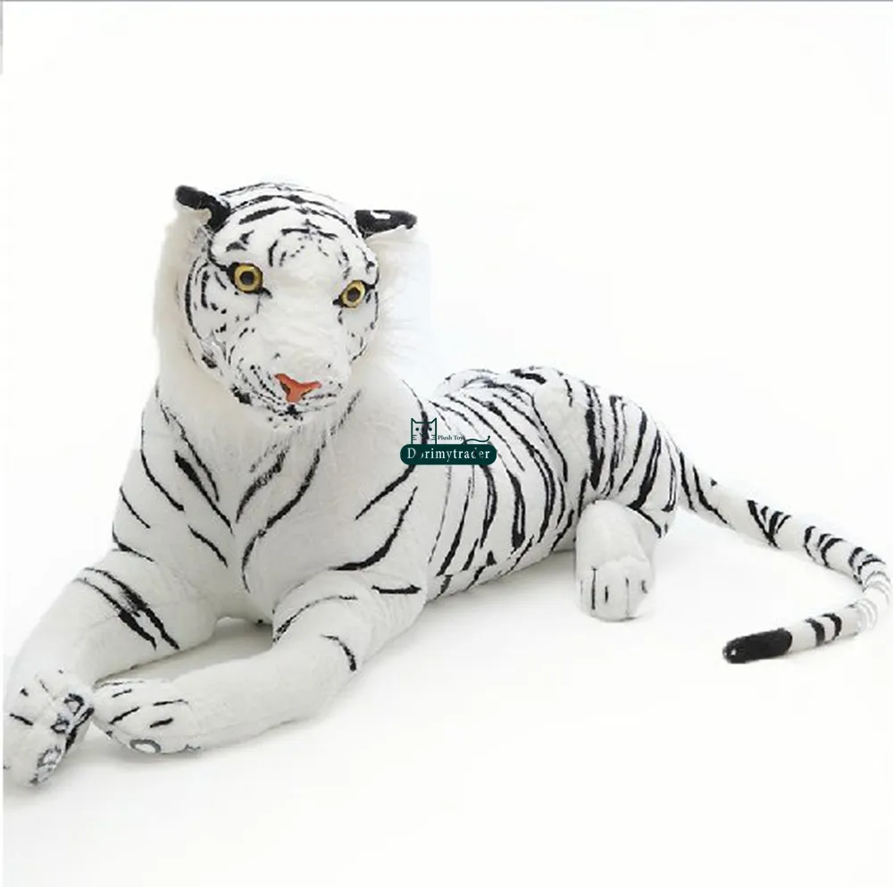 Dorimytrader Domineering Simulation Animal White Tiger Plush Toy Giant Stuffed Animals Tiger Doll Toys for Children Gift Deco 51inch 130cm