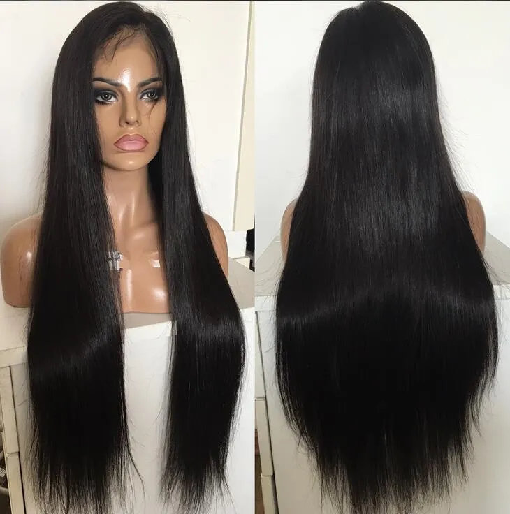 Hot selling 10a quality natural hairline wig 130 density silky straight lace wig chinese hair lace front wig with baby hair free shipping