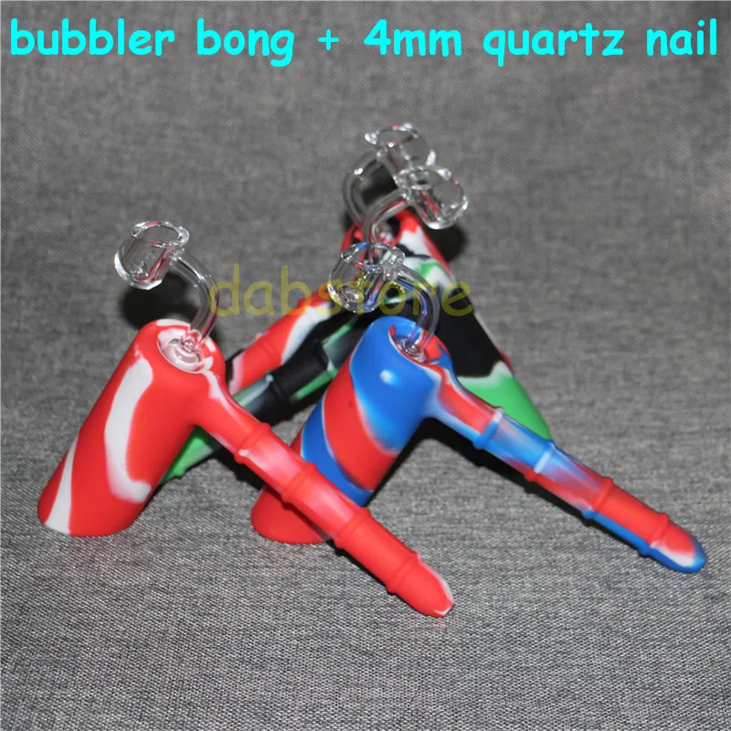 narguilés bol en verre coloré pipe à tabac fumer tuyaux à main marteau silicone bang avec clou de quartz clair couleurs mélangées