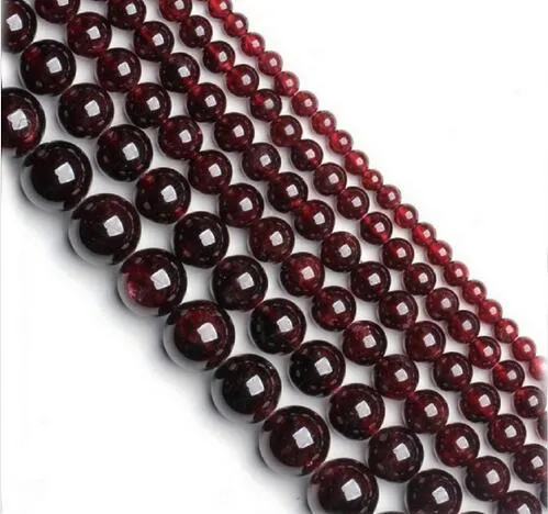 new Natural Stone Dark Red Garnet Round Loose Beads 16" Strand 4 6 8 10 12 MM Size For Jewelry Making No.SAB15 DIY