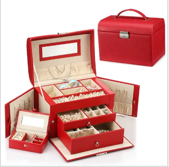 24 16 17cm European Princess Luxry Three Layers Jewelry Sets Sundries Cosmetics Jewellry Storage Organizer Box Case Bins Cabinets244M
