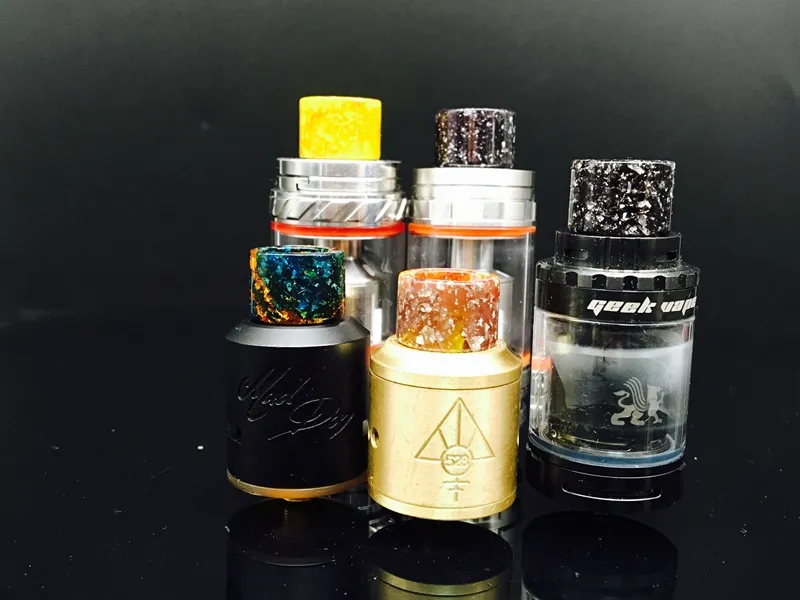 4Styles de résine époxy colorée à large alésage Drip Tips 510 810 filetage long embout court pour TFV8 Baby Prince Ijoy Maxo V12 réservoir d'atomiseur