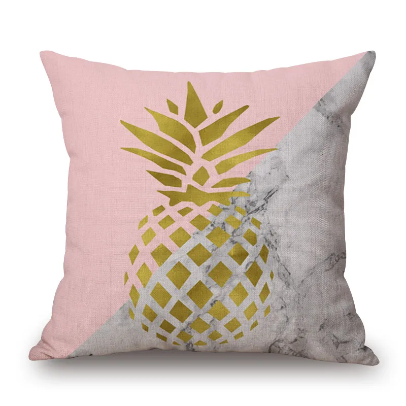 printed pink and gold cushion cover pineapple fundas cojines simple nordic throw pillow case 2018 decorative almofada