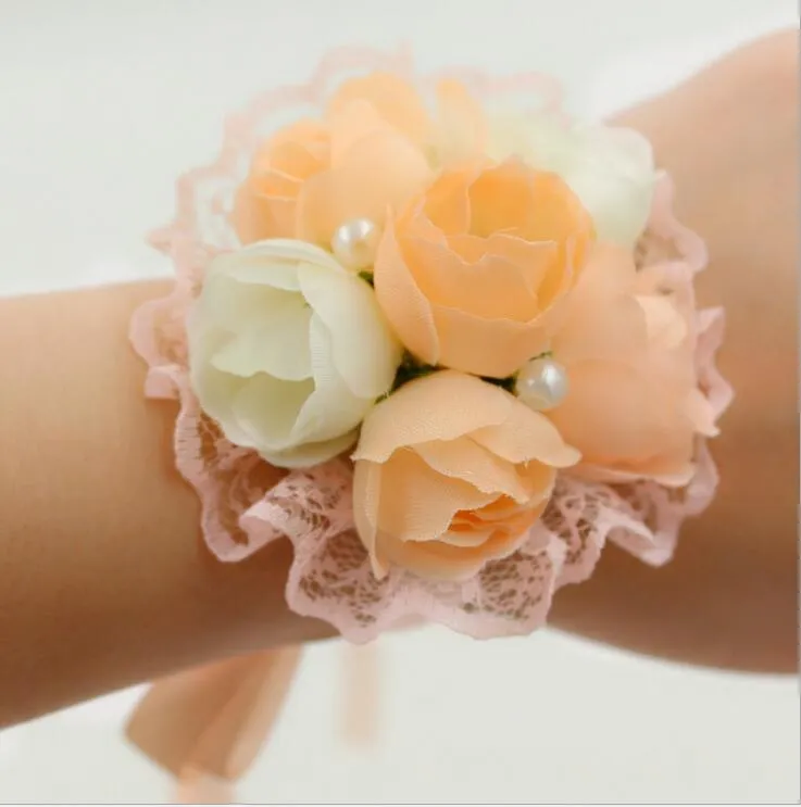 Wunderschöne rosarote Champagner-Lila-Blumen-Corsage mit Broschennadel für Hochzeit, Braut- und Bräutigambedarf, Einzel- und GroßhandelBF02