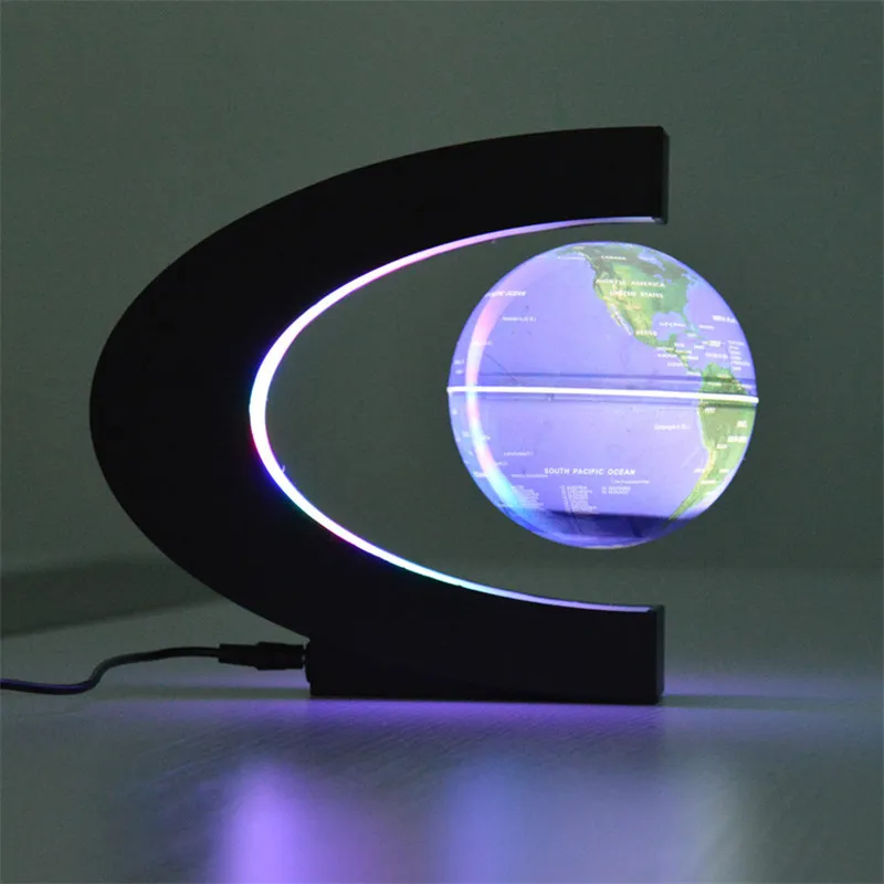 Novelty C Shape LED World Map Floating Globe Magnetic Levitation Light Antigravity Magic/Novel Lamp Birthday Home Dec Night lamp