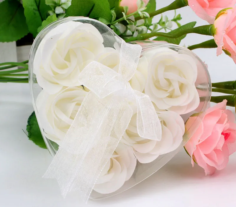 6 шт.=одна коробка высокое качество цвета смешивания в форме сердца Роза мыло цветок для романтической ванной мыло Валентина подарок