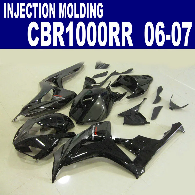 Hochwertiges Spritzguss-Verkleidungsset für HONDA CBR1000RR 06 07 CBR1000 RR 2006 2007, komplett schwarz glänzendes Verkleidungsset VV43