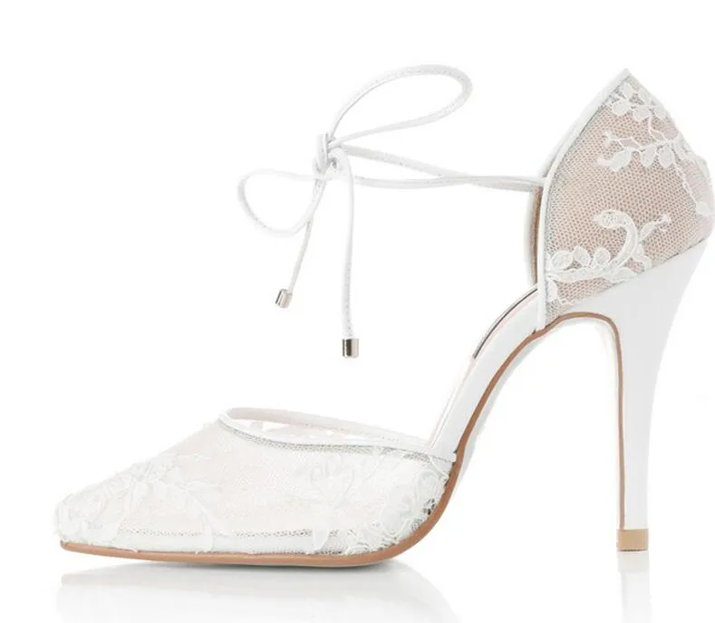 Laço branco do vintage e sapatos de casamento de pele de carneiro Vinculum festa de dança de salto alto mulheres sandálias botas de casamento curto K015