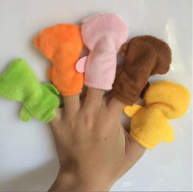 Söt tecknad boya flickor plysch djur finger leksaker finger leksaker baby mjuk elefant apa pig anka dockor leksaker julklapp docka b2396492