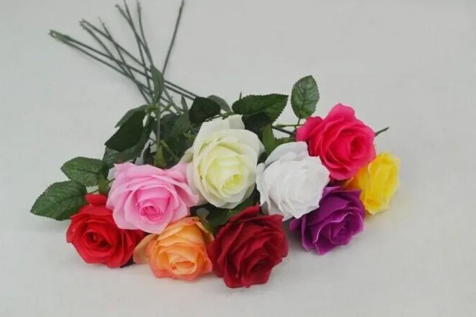 2015 nya stilar konstgjorda rosen silke hantverk blommor riktiga touch blommor för bröllop julrum dekoration 7 färg billig försäljning