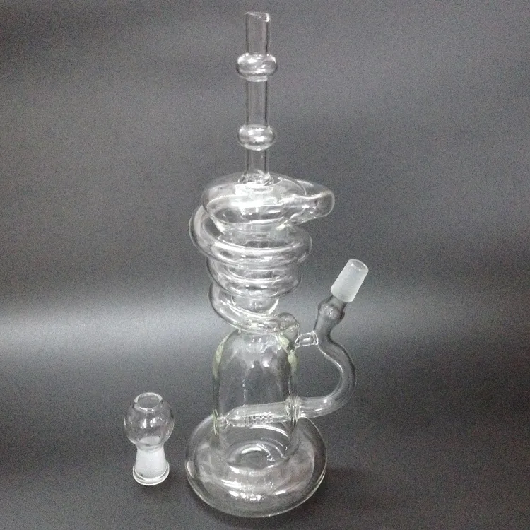 bongs water pipes Recycler hookahs spiral tall recycler rig with inline perc rig glass new glass bongs for smoking glass pipes