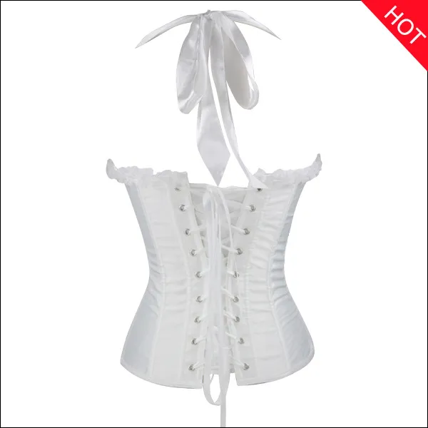 Sexy Gothic Halter Lace Up Side Zipper Bustier Bow Embroidery Corset Lingerie For Women Waist Trainer Body Shaper