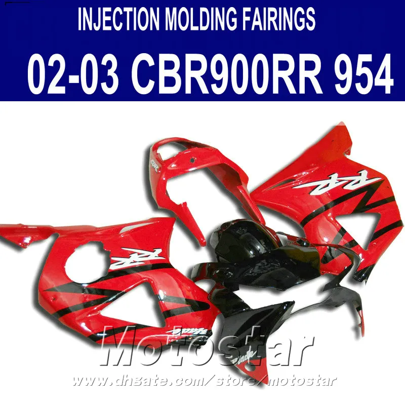 حرة تخصيص هيكل السيارة نارية يصلح لهوندا cbr900rr fairings 954 02 03 CBR954RR أسود أحمر هدية عدة CBR900 RR 2002 2003 YR35