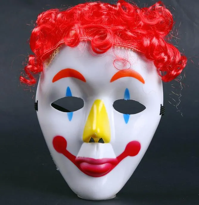 Dance Party Cos Clown Mask Kids Kinderen Hallowmas Venetiaanse Masker Maskerade Volledige Gezichtsmaskers met Pruik Haarspieis Feestelijke gebeurtenisbenodigdheden Gift