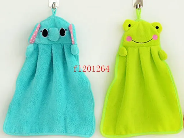 Microfiber Fabric Nursery Hand Towel Soft Plush Fabric Cartoon Animal Wipe Hanging Bathing Towel