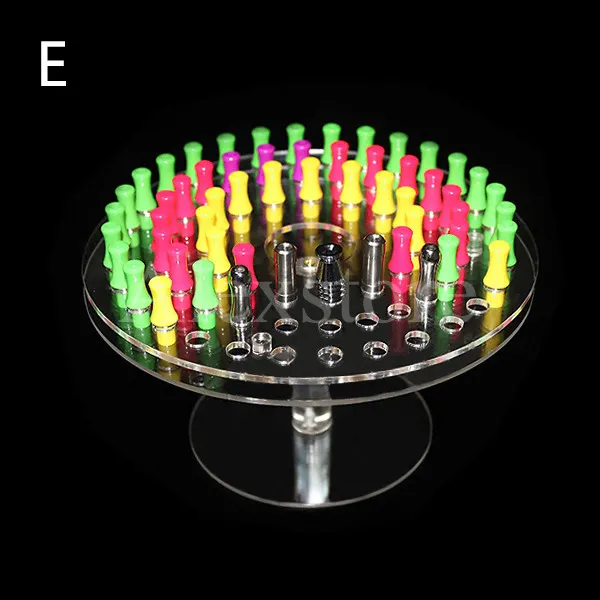 Blandade stilar akryl e cig display clear stativ hylla hållare bas rack box show fodral för mini batteri atomizer ego 510 dropptips