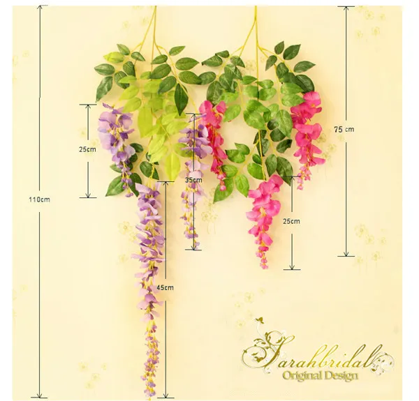 Vackra konstgjorda blommor Simulering Wisteria Vine Wedding Decorations Long Short Plant Bouquet Room Office Garden Brud Acces7304163