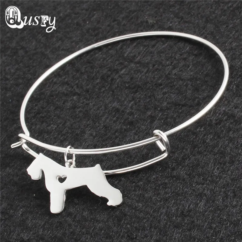 Stainless Steel Schnauzer Cute Dog Pendant Necklace Bracelet Bangle Earring Jewelry Set for Women nc11342331625007