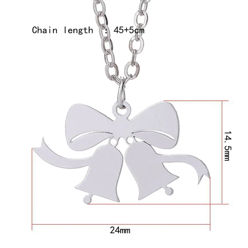 Joyeux Noël Pendentif Collier En Acier Inoxydable Jingle Bell Présage D'oiseau Femmes Charme Bijoux Enfants Cadeaux En Gros