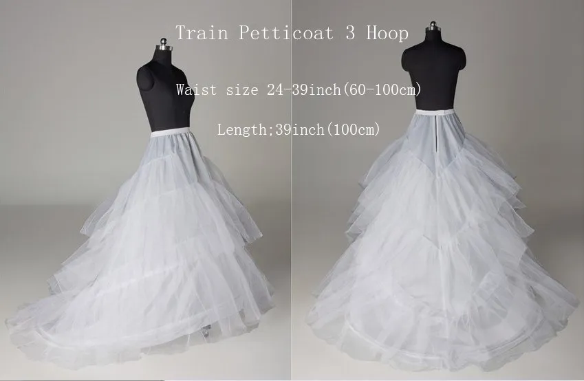 Billiga vita tyll bröllopsklänningar petticoat tåg petticoats 3 hoops 4 lager aline lång tågklänning underskirt brudklänning crino34700923