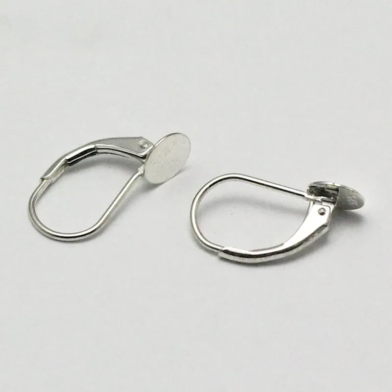 925 Sterling Silver Leverback Earring Findings Pad 6mm Size For Glass