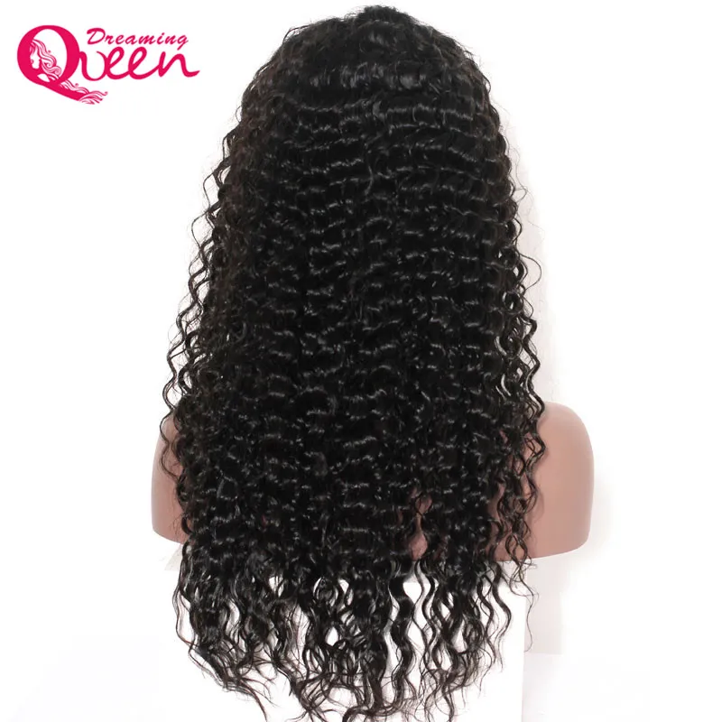 Onda Profunda Brasileira 100% Humano Virgem Cabelo Natural Color Preto Completa Perucas de Lace Glueless para mulheres negras Perucas dianteiras de renda com cabelo do bebê