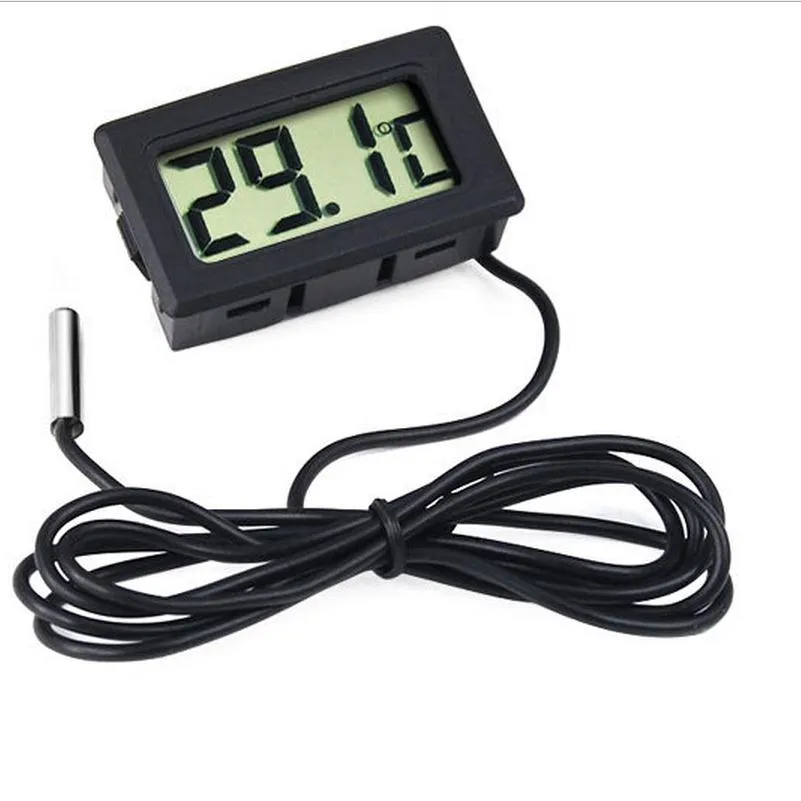 mini Thermometer Raumthermometer digital mit Fühler 1m Kabel schwarz