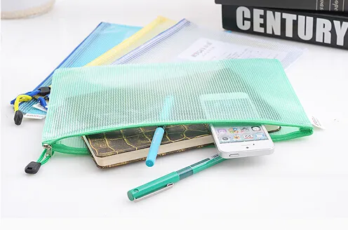 A4 étanche grille données belle papeterie sac en papier étudiants reçoivent sac transparent fermeture éclair enveloppe