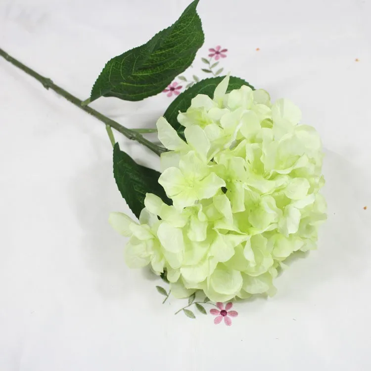 Europeisk pastoral stil vit konstgjord silke blomma tyg hortensia bukett för bröllopsfest dekorationer 6 färg