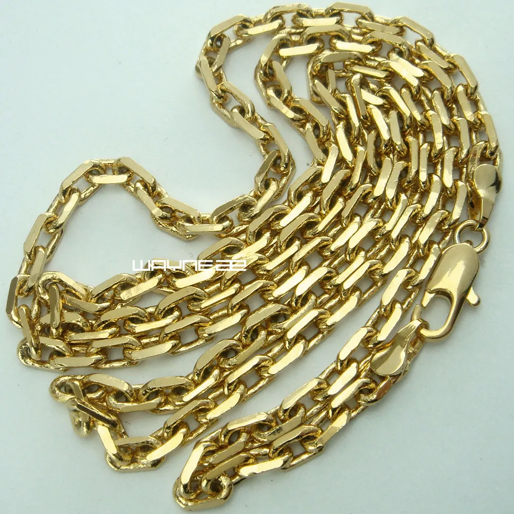 18K 18CT Gold Filled Uomo 3,5mm larghezza 59cm Lunghezza Collana a catena N286