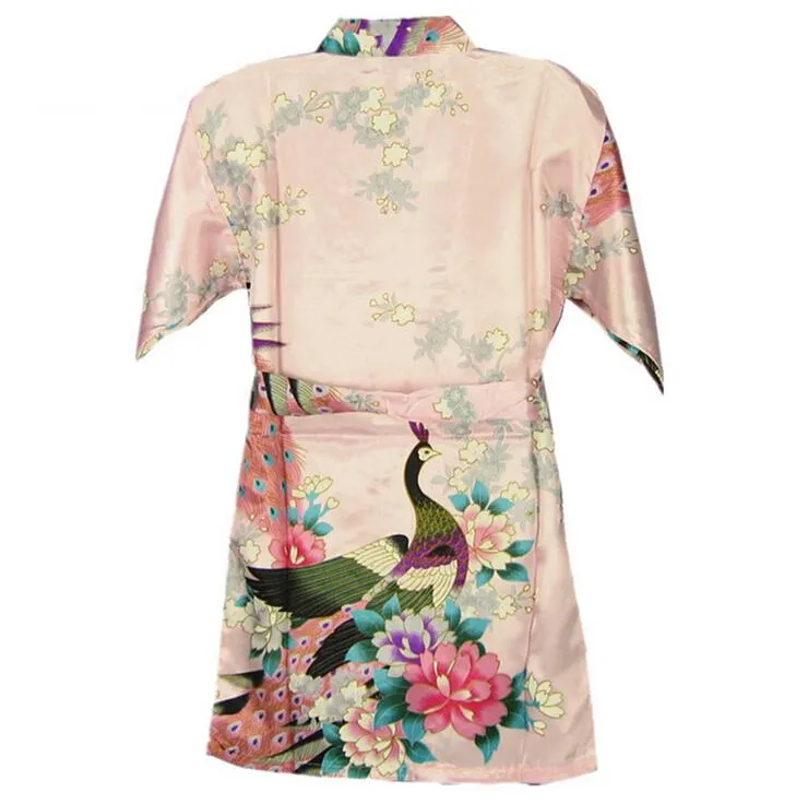 Vêtements de nuit pour enfants 80 ~ 150 8 couleurs Nouvelle fleur classique Kimono en soie japonaise Robe Pyjama Chemise de nuit Vêtements de nuit pour enfants filles