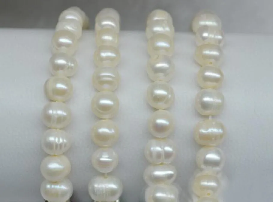 7-8mm 100% ren naturlig färskvatten Oyster Pearls Crystal Armband Charm Elastisk Force Pearl Smycken Bröllop Pearl Armband