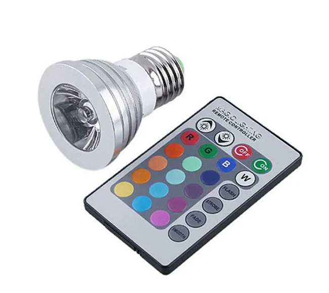 EPCET RGB 3W E27 GU10 Lampa LED Light E14 GU5.3 85-265V MR16 12V LED Reflektory Oświetlenie 16 Kolory Zmień + pilot IR