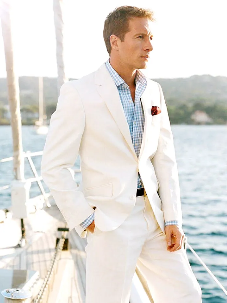 2015 White Linen Blazer Feito Personalizado Terno de Linho, Olhar Sharp Tailored Doivo Terno Bespoke Mens Ternos de Linho para Smoking Smoking para Homens N7