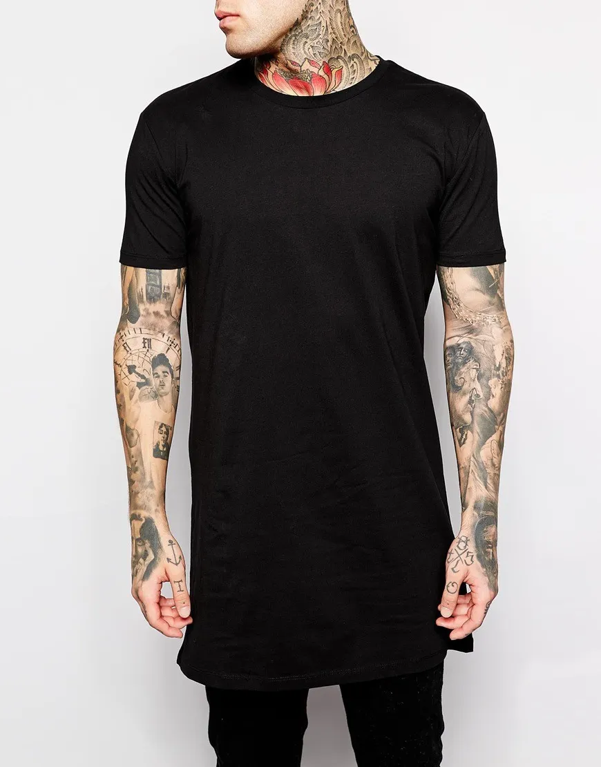 Wholesale- NEW ARRIVAL LONGLINE T-SHIRT SHORT SLEEVE MEN T SHIRT TALL TSHIRT