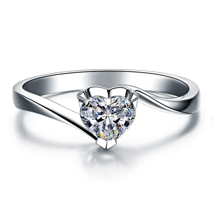 1ct ، سونا الماس ، وخاتم الماس مويسانيتي ، إصبع الفضة الاسترليني pt950 مطلي