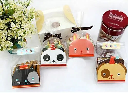 Lovely panda rabbit transparent Flat open top bag Cake&Cookie Wrappers-Cookies,candy,Party,Wedding, Bread Handmade Package 