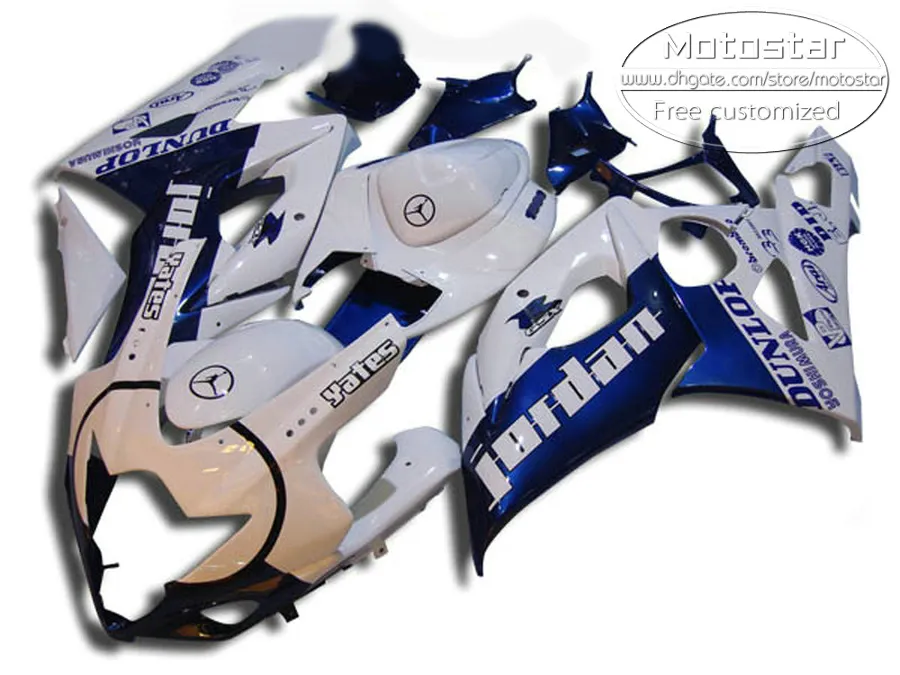 Högkvalitativ fairingkit för SUZUKI 2005 2006 GSXR1000 Fairings 05 06 GSX-R1000 K5 K6 Svart Blå Vit Plast Bodykits SX69