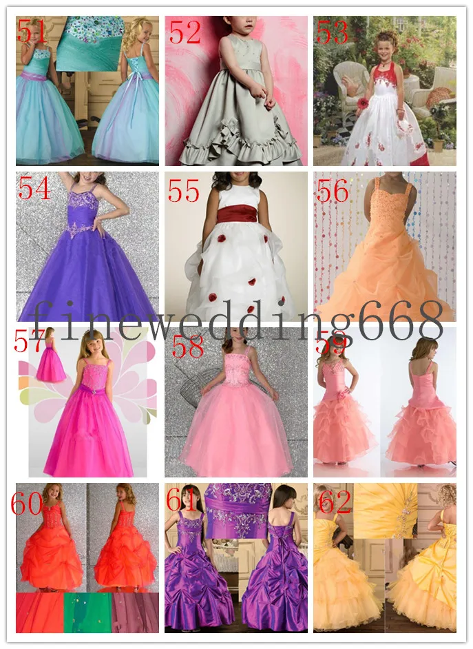 Frezing Strappy Oszałamiający nowy efektowny balowy suknia Flower Girl Dresses Taffeta Girl's Controselka Shippin A192502