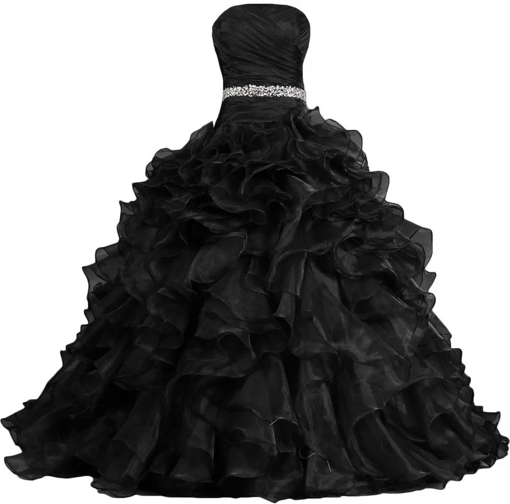 2015 Newsimple Bling Bling Black Red Quinceanera Klänningar Bollklänning med Beading Crystals Lace Up Dress i 15 år Debutante Downs QS130