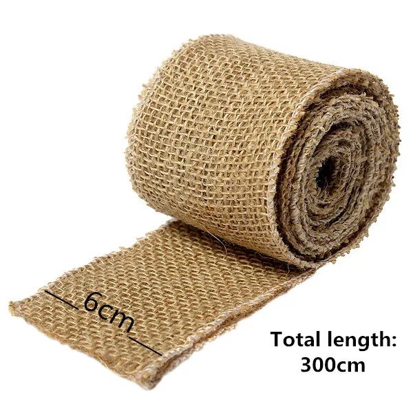 300x6cm Naturel Vintage Jute Toile De Jute Toile De Jute Ruban Rustique Mariages Ceinture Sangle Fleuriste 300CM Long