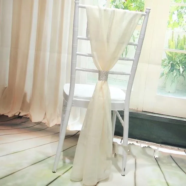 ロマンチックなシフォンの結婚披露宴の記念会長チェアサッシパーティーの宴会の装飾20個/セット結婚式の椅子サッシ150cmx50cm