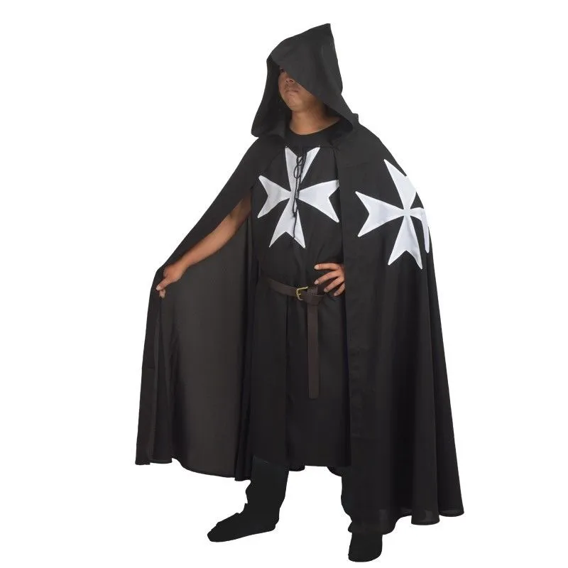 Middeleeuwse krijger Larp Cosplay Kostuum Knights of St. John Tunic /Cape Cloak Robe voor volwassen mannengeschenken